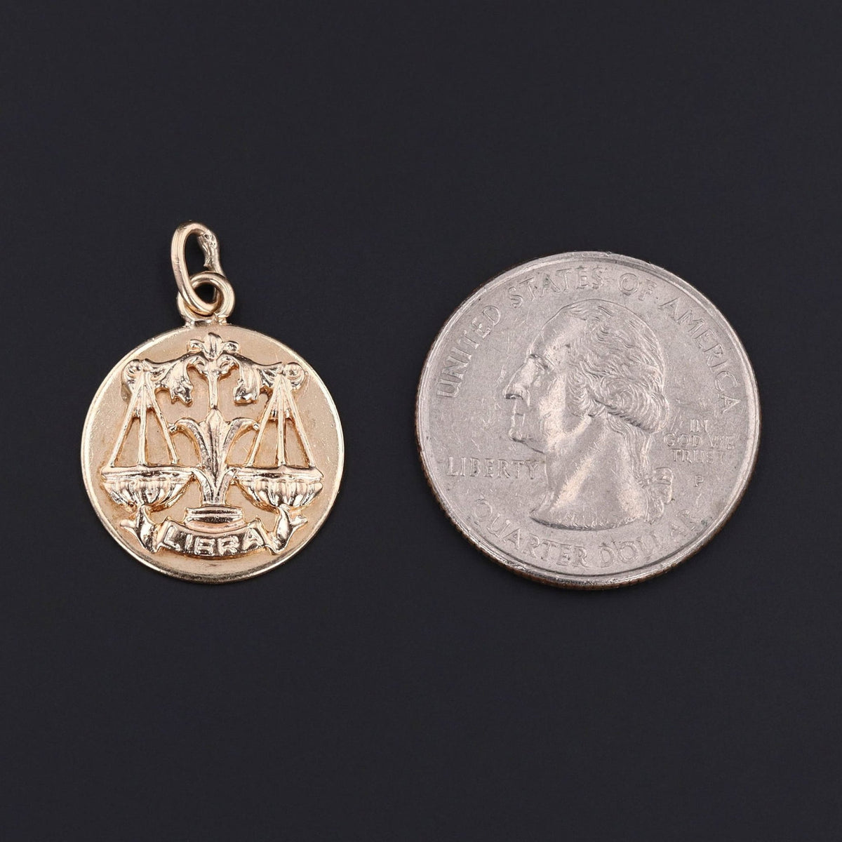 Vintage Libra Zodiac Pendant of 14k Gold - Trademark Antiques