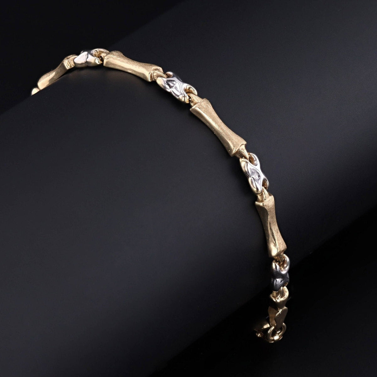 Vintage Link Bracelet of 14K Yellow and White Gold - Trademark Antiques