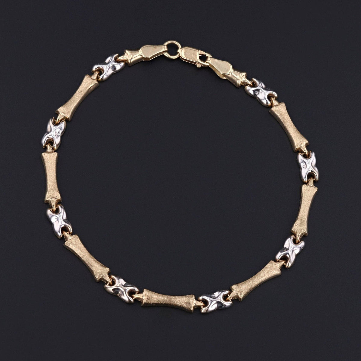 Vintage Link Bracelet of 14K Yellow and White Gold - Trademark Antiques