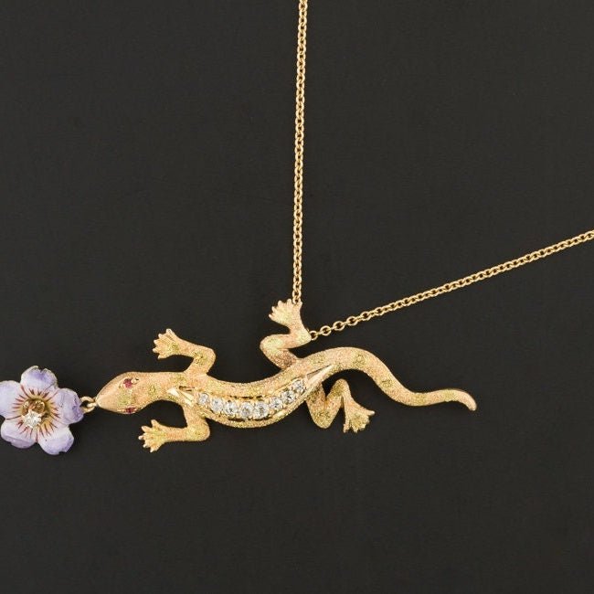 Vintage Lizard Conversion Pendant of 14k Gold - Trademark Antiques