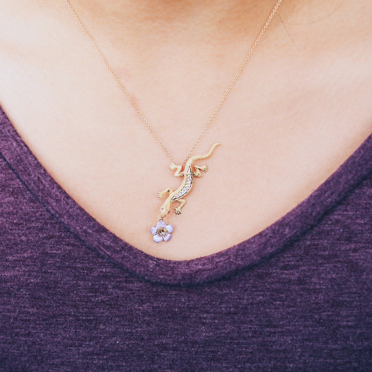 Vintage Lizard Conversion Pendant of 14k Gold - Trademark Antiques