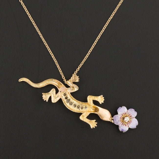 Vintage Lizard Conversion Pendant of 14k Gold - Trademark Antiques