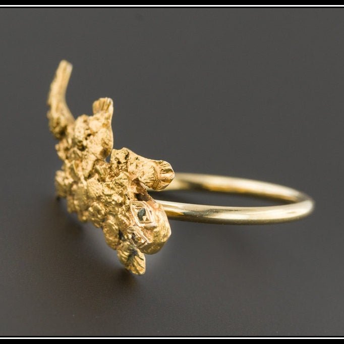 Vintage Lizard Ring | Gold Nugget Lizard Ring - Trademark Antiques