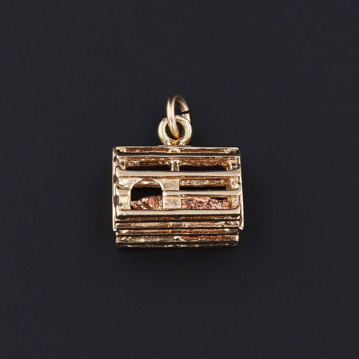 Vintage Lobster Trap Charm of 14k Gold - Trademark Antiques