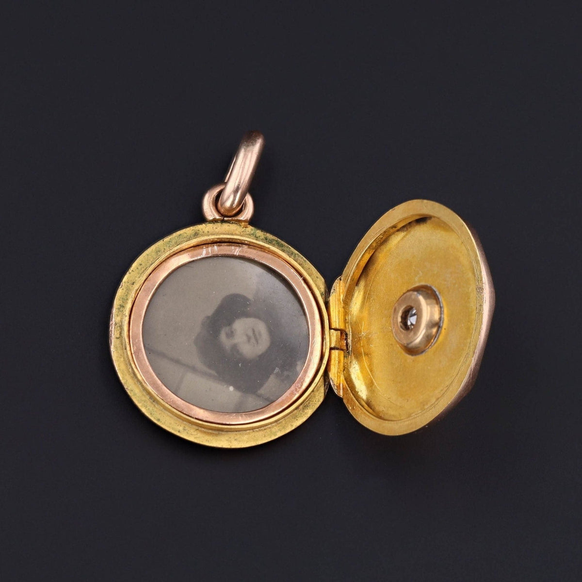 Vintage Locket | 14k Gold &amp; Diamond Locket - Trademark Antiques