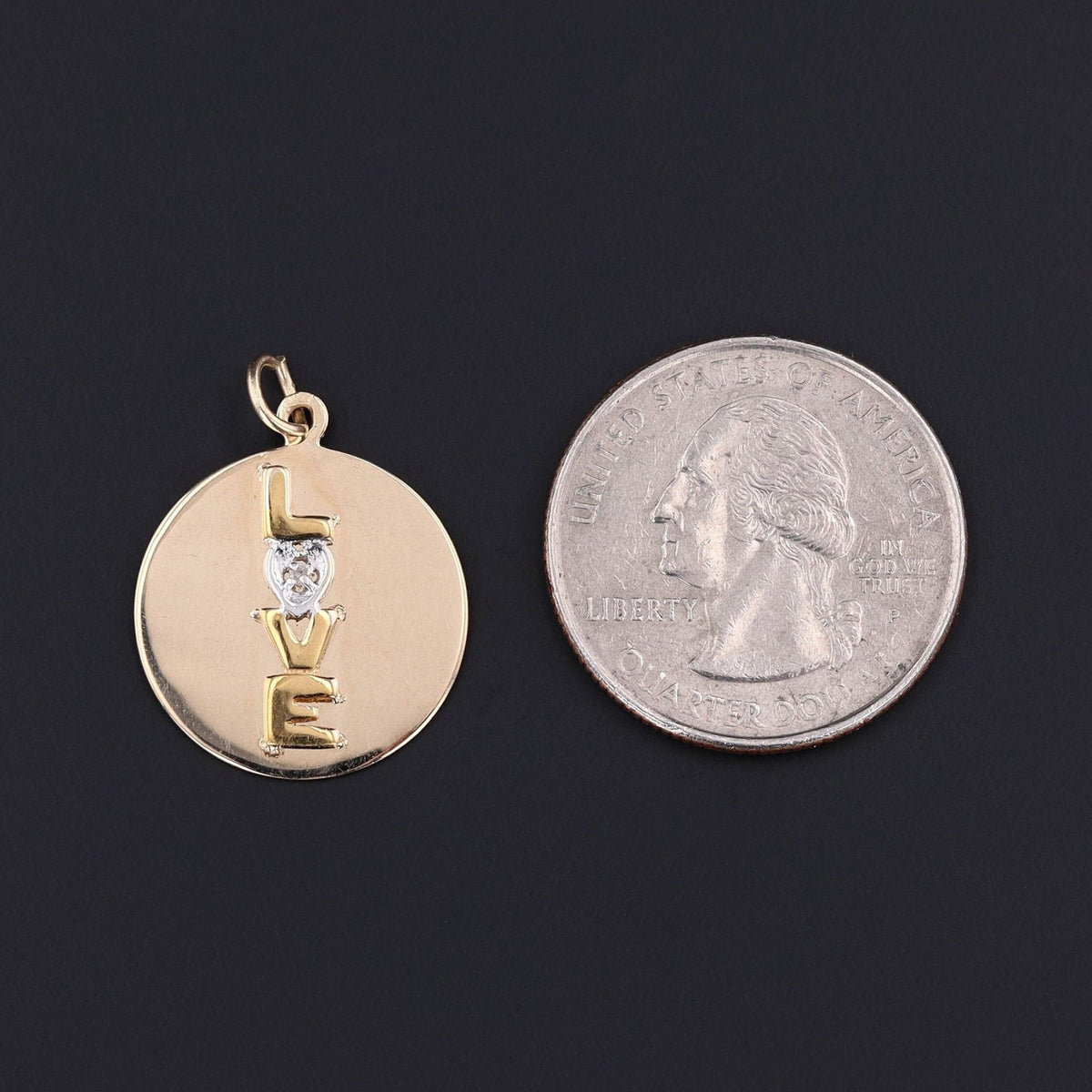 Vintage Love Pendant of 14k Gold - Trademark Antiques