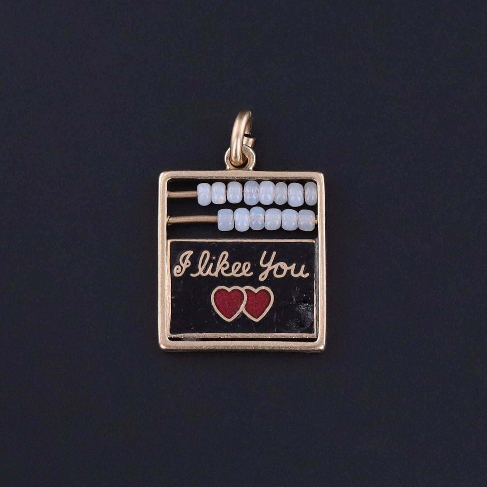 Vintage Love Token Abacus Charm of 14k Gold - Trademark Antiques