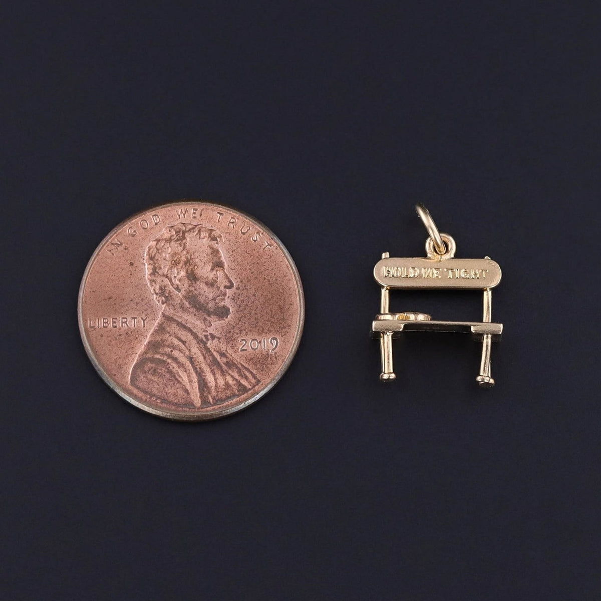 Vintage Love Token Bench Charm of 14k Gold - Trademark Antiques