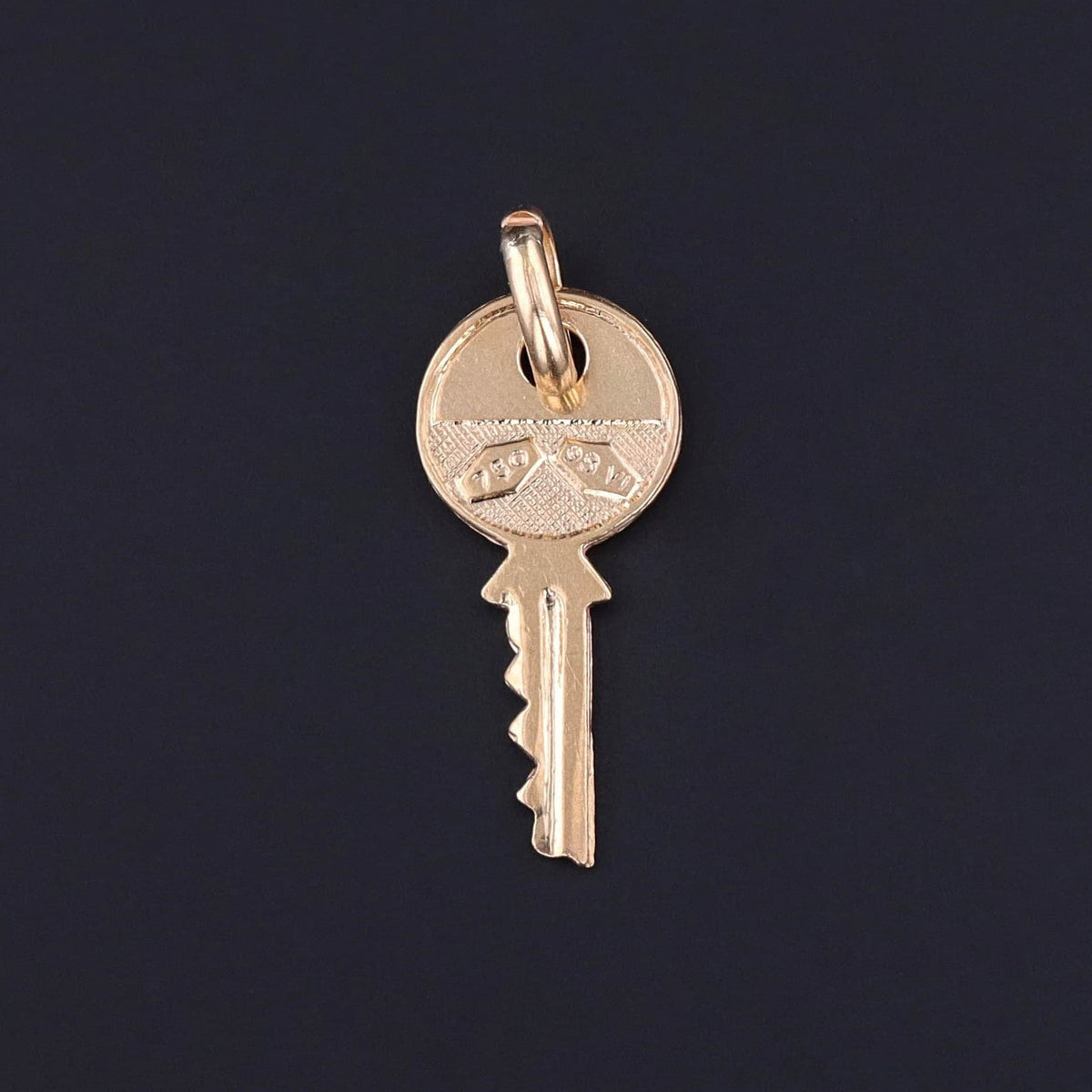 Vintage Love Token Key Charm of 18k Gold - Trademark Antiques