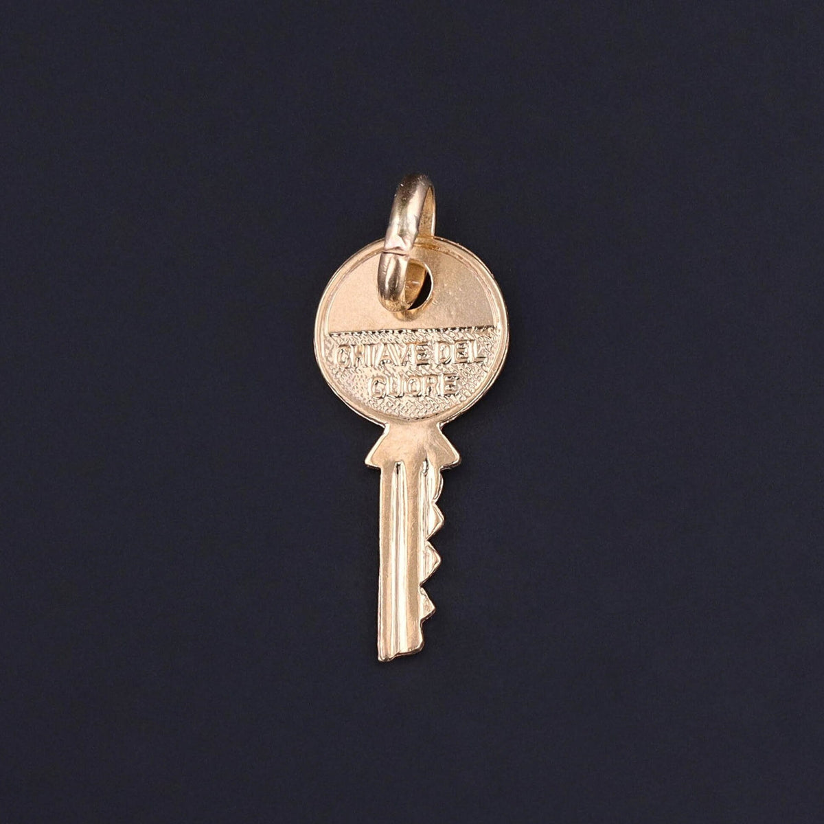 Vintage Love Token Key Charm of 18k Gold - Trademark Antiques