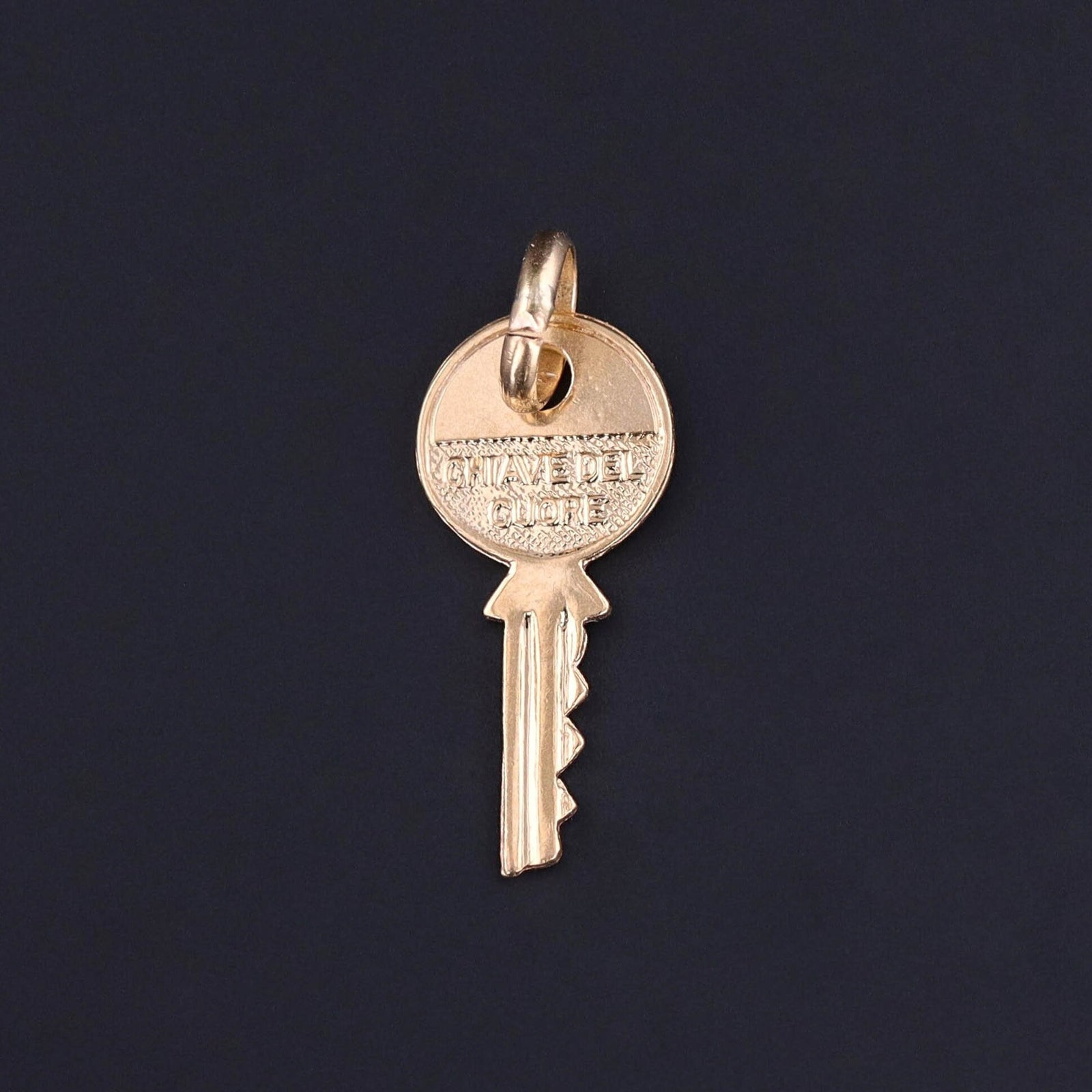 Vintage Love Token Key Charm of 18k Gold - Trademark Antiques