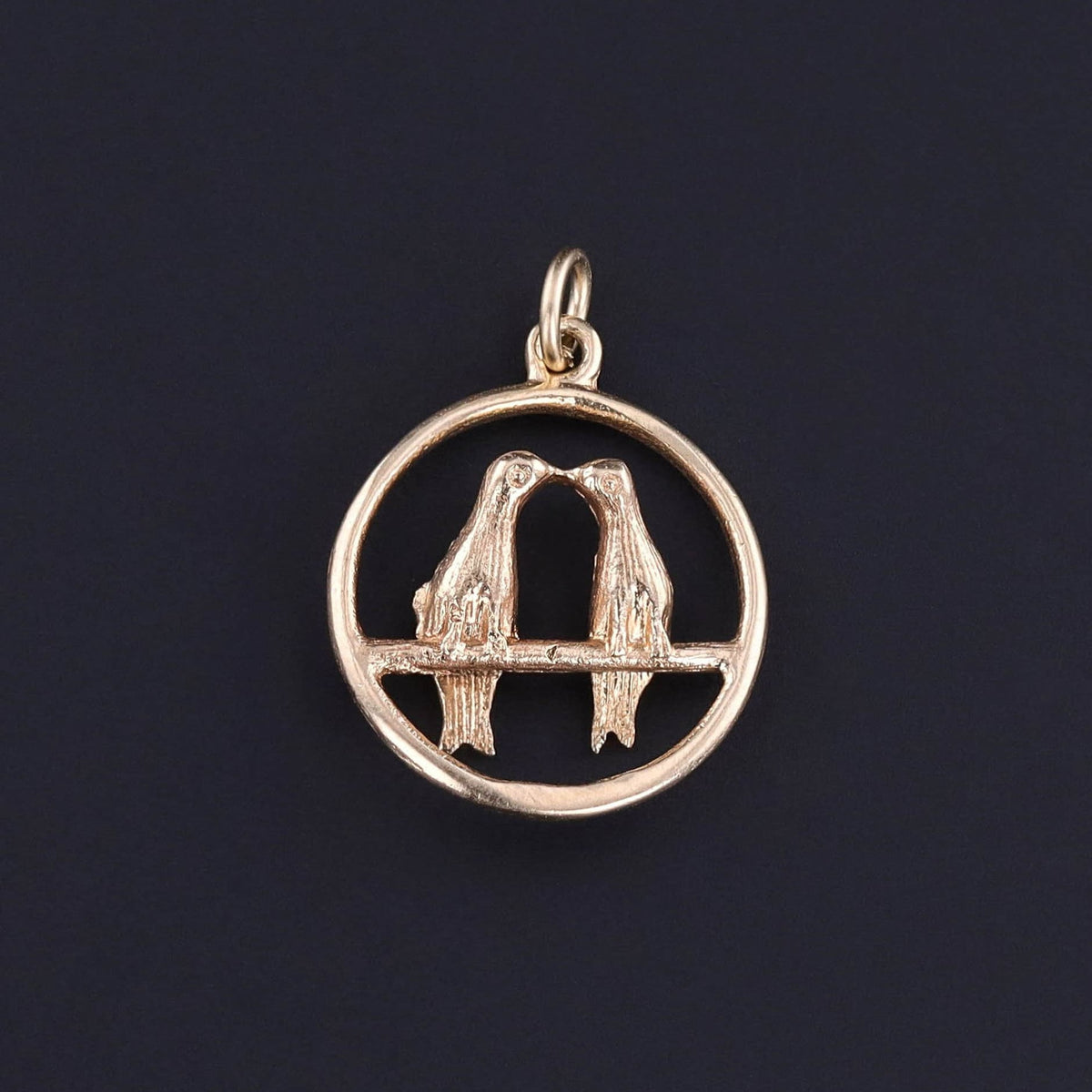 Vintage Lovebirds Pendant of 14k Gold - Trademark Antiques