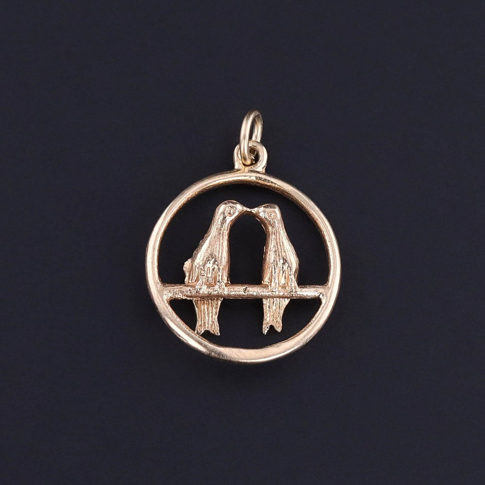 Vintage Lovebirds Pendant of 14k Gold - Trademark Antiques