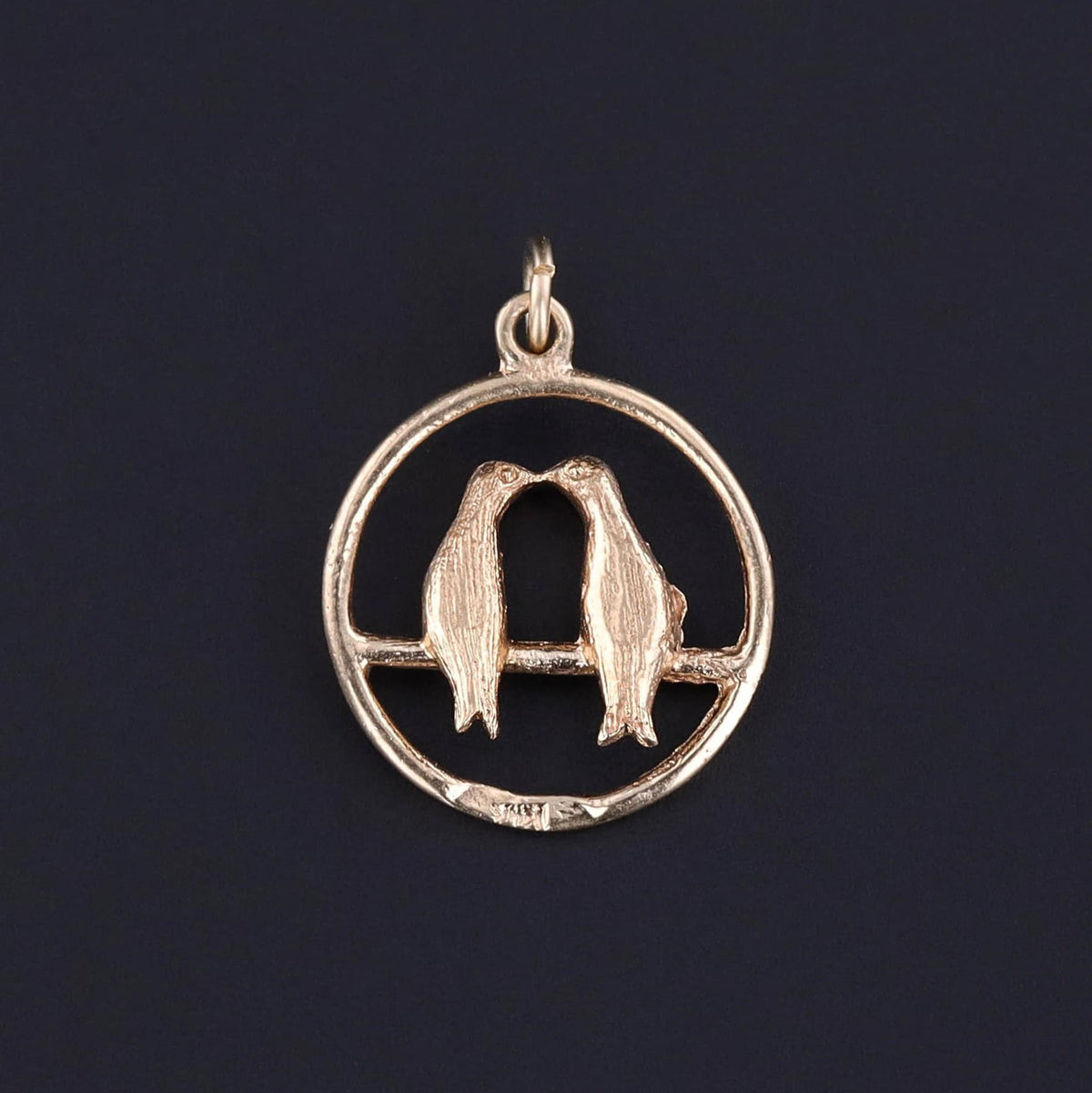 Vintage Lovebirds Pendant of 14k Gold - Trademark Antiques