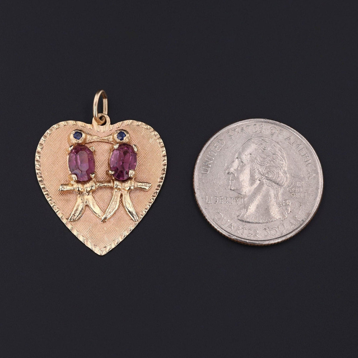 Vintage Lovebirds Pendant of 14k Gold - Trademark Antiques