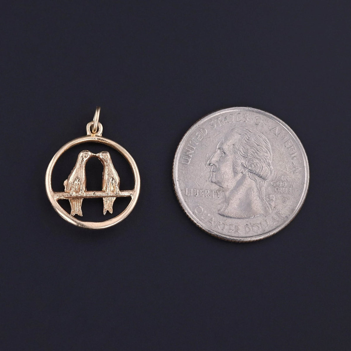 Vintage Lovebirds Pendant of 14k Gold - Trademark Antiques