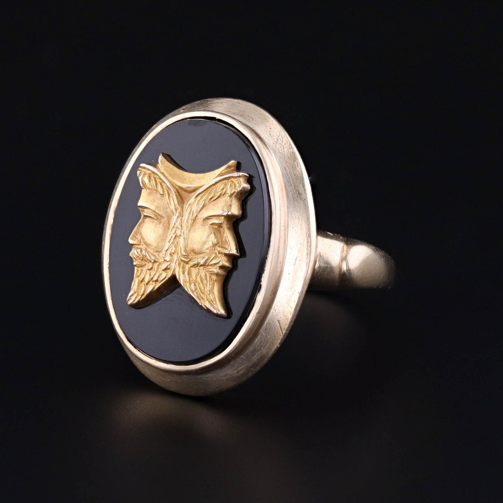 Vintage Man in the Moon Conversion Ring of 10k Gold - Trademark Antiques