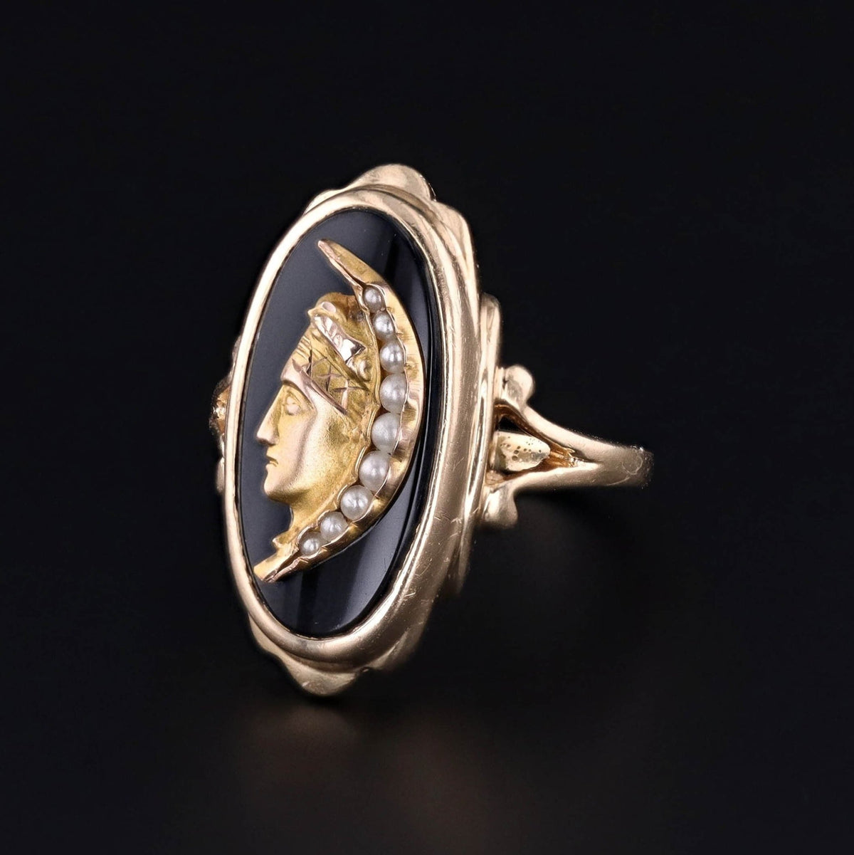 Vintage Man in the Moon Conversion Ring of 14k Gold - Trademark Antiques
