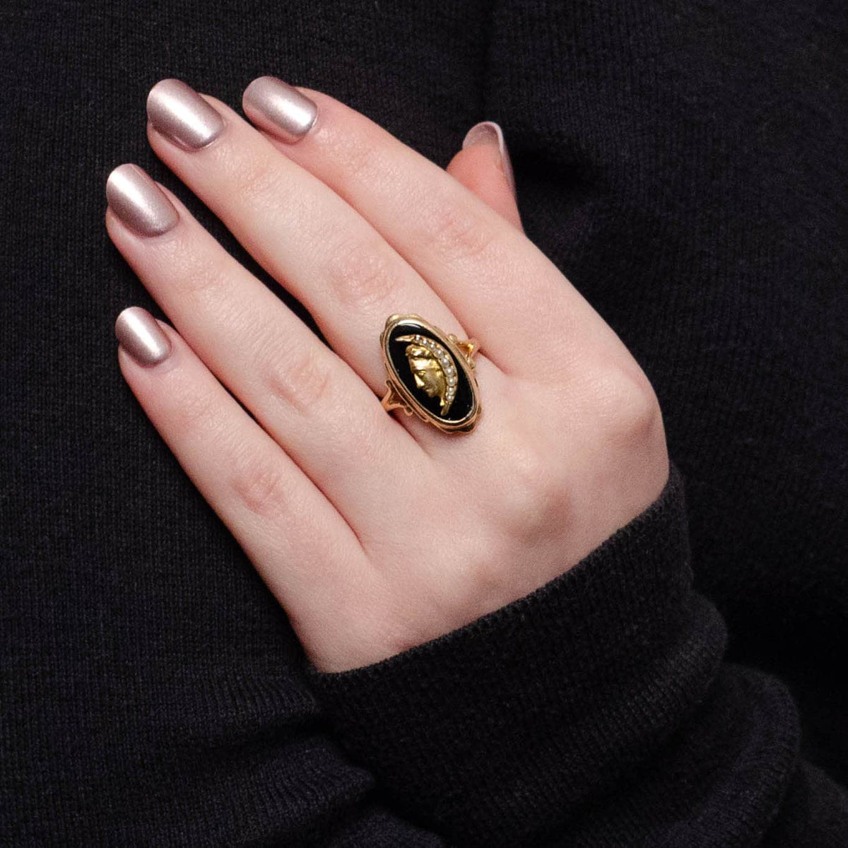 Vintage Man in the Moon Conversion Ring of 14k Gold - Trademark Antiques