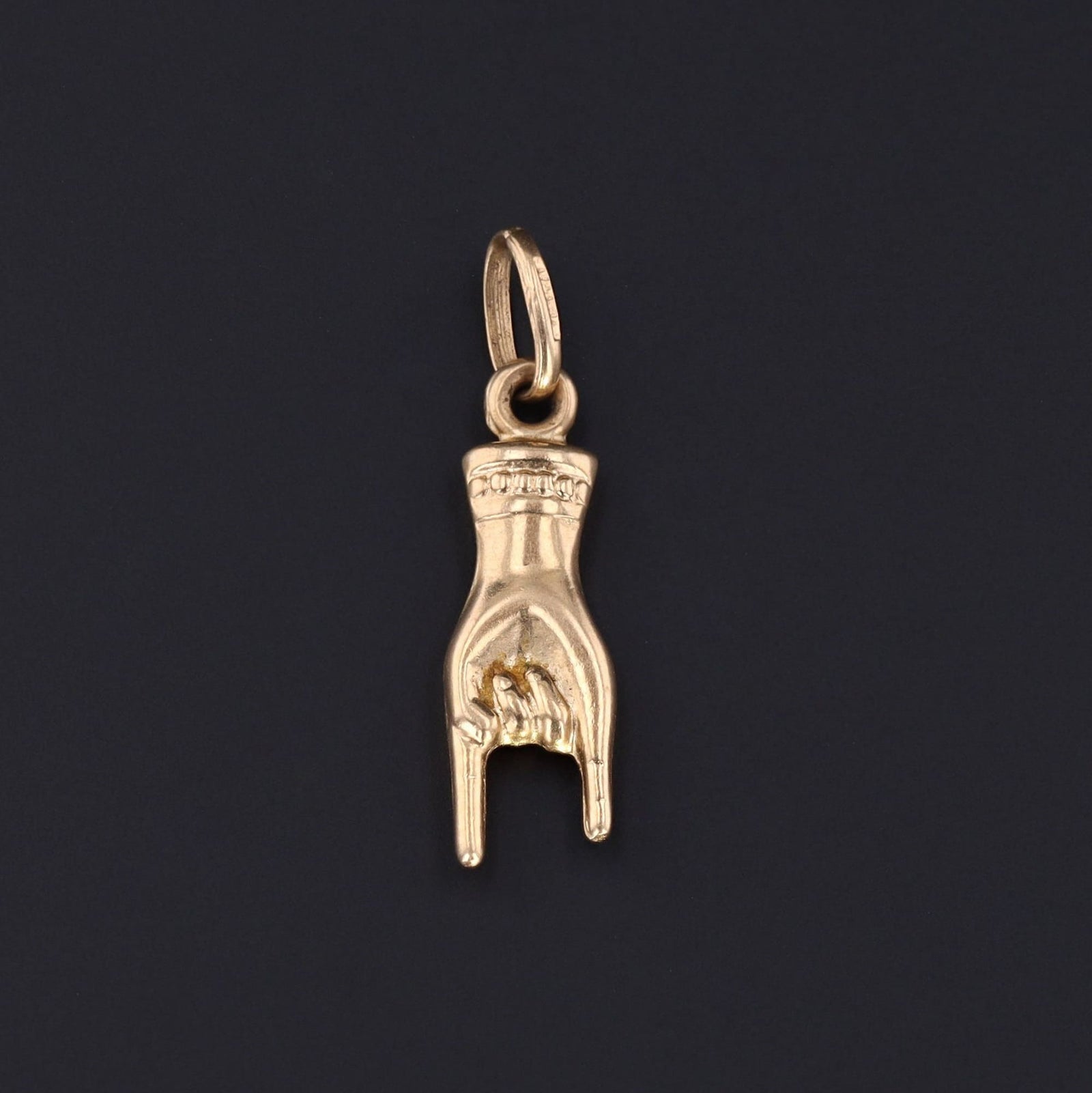 Vintage Mano Cornuto Charm | 14k Gold Mano Cornuto Charm - Trademark Antiques