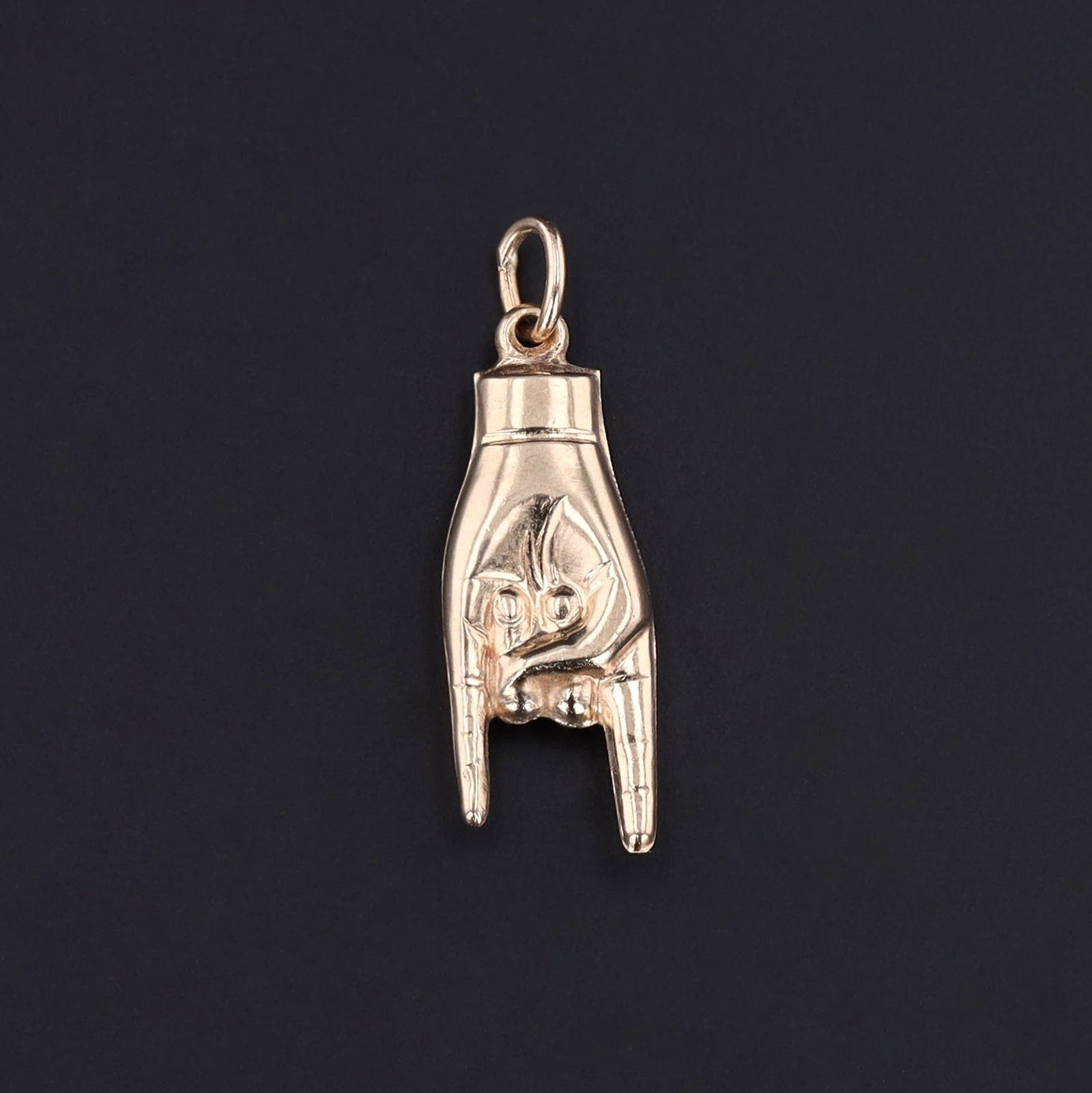 Vintage Mano Cornuto Charm | 14k Gold Mano Cornuto Charm - Trademark Antiques