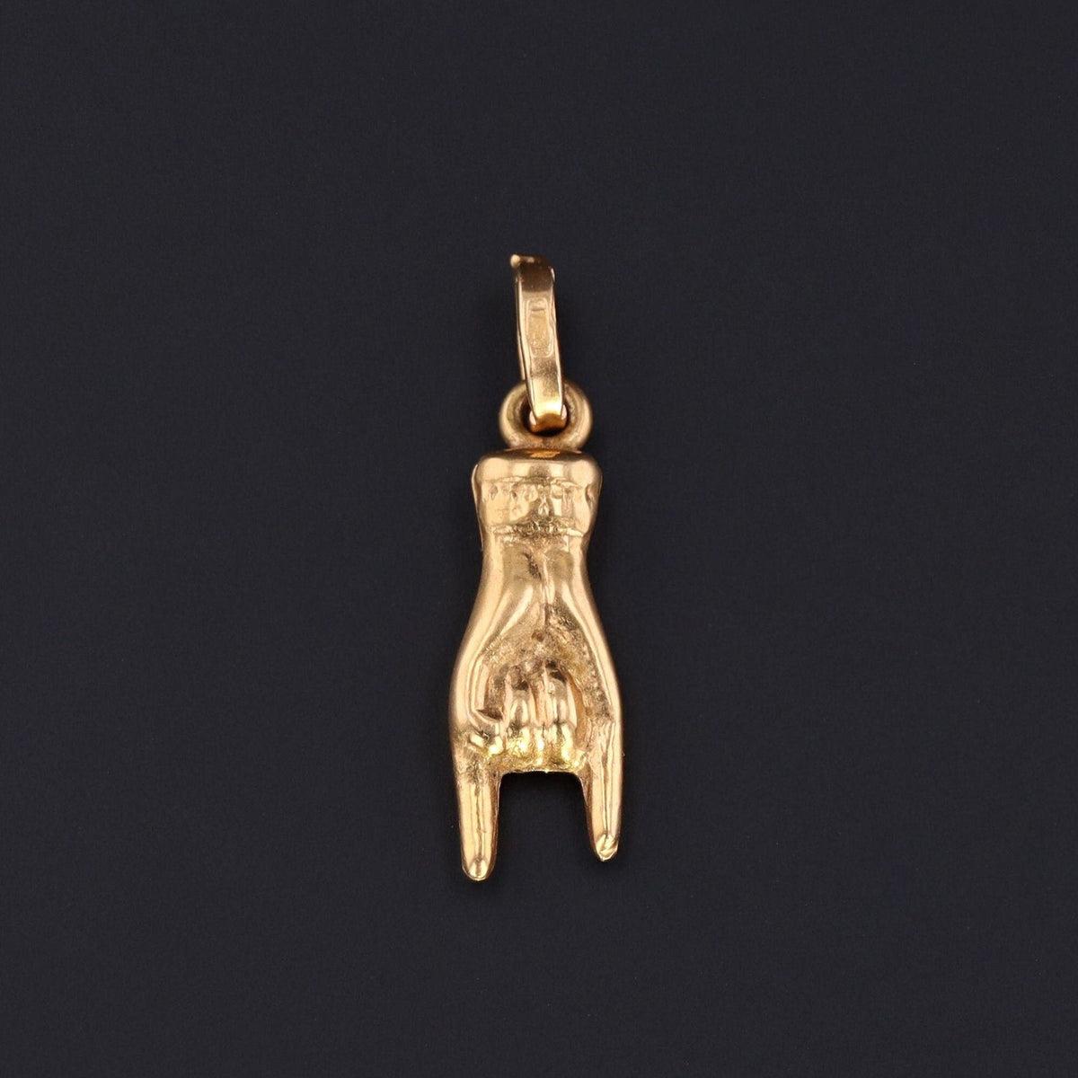 Vintage Mano Cornuto Charm | 14k Gold Mano Cornuto Charm - Trademark Antiques