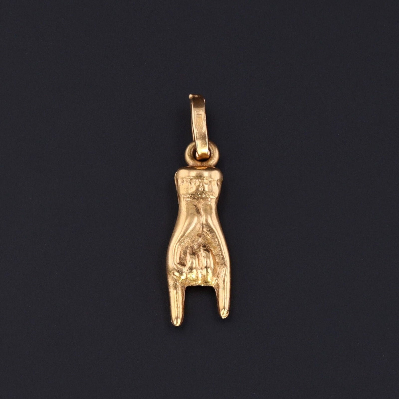 Vintage Mano Cornuto Charm | 14k Gold Mano Cornuto Charm - Trademark Antiques
