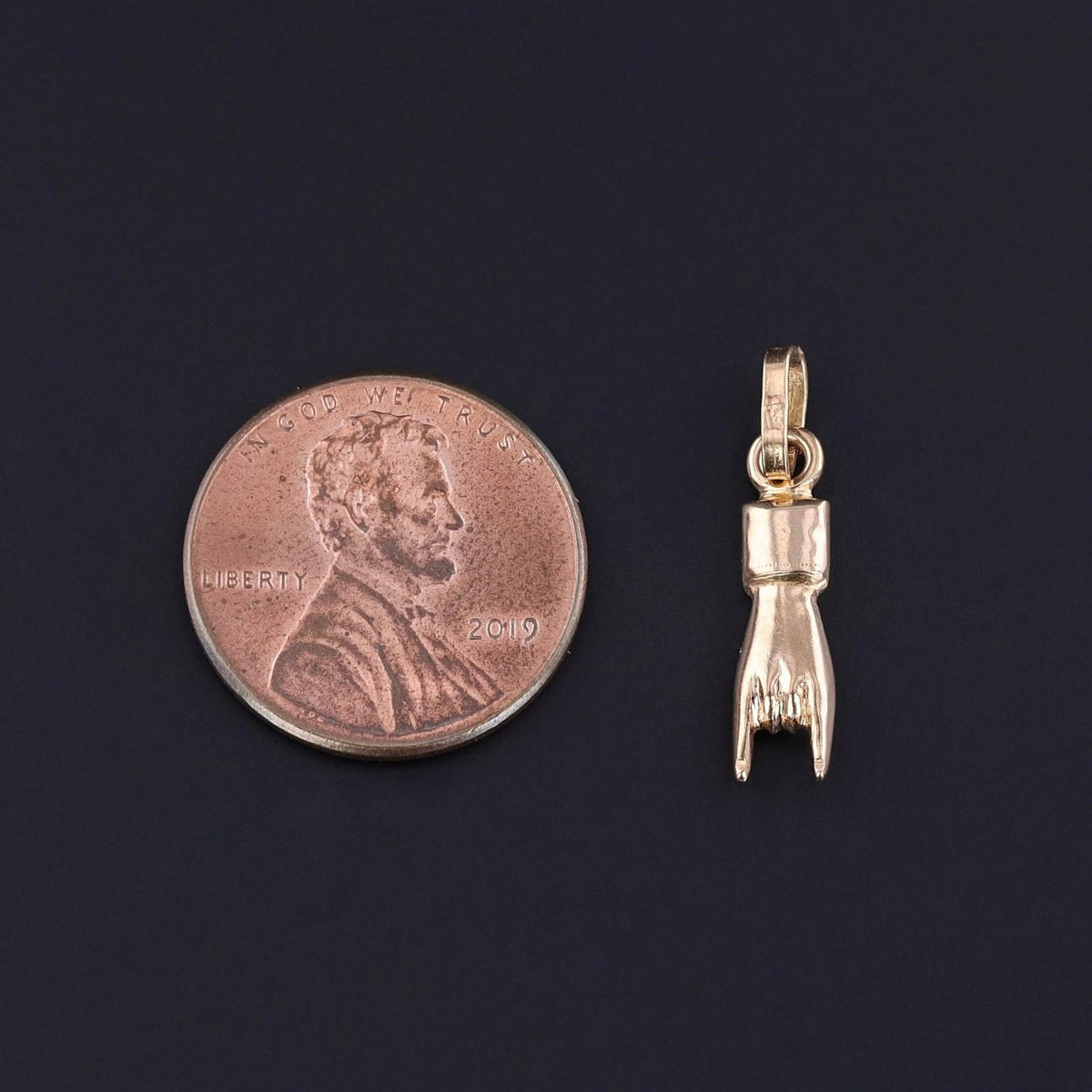 Vintage Mano Cornuto Charm of 18k Gold - Trademark Antiques