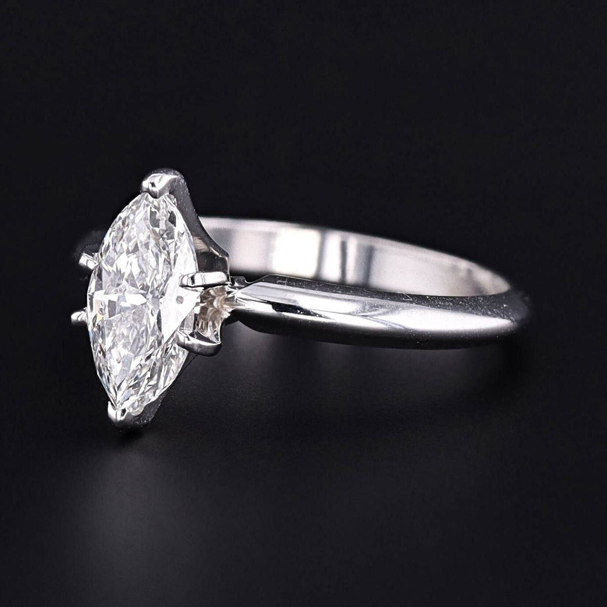 Vintage Marquise Cut Certified Diamond Engagement Ring - Trademark Antiques