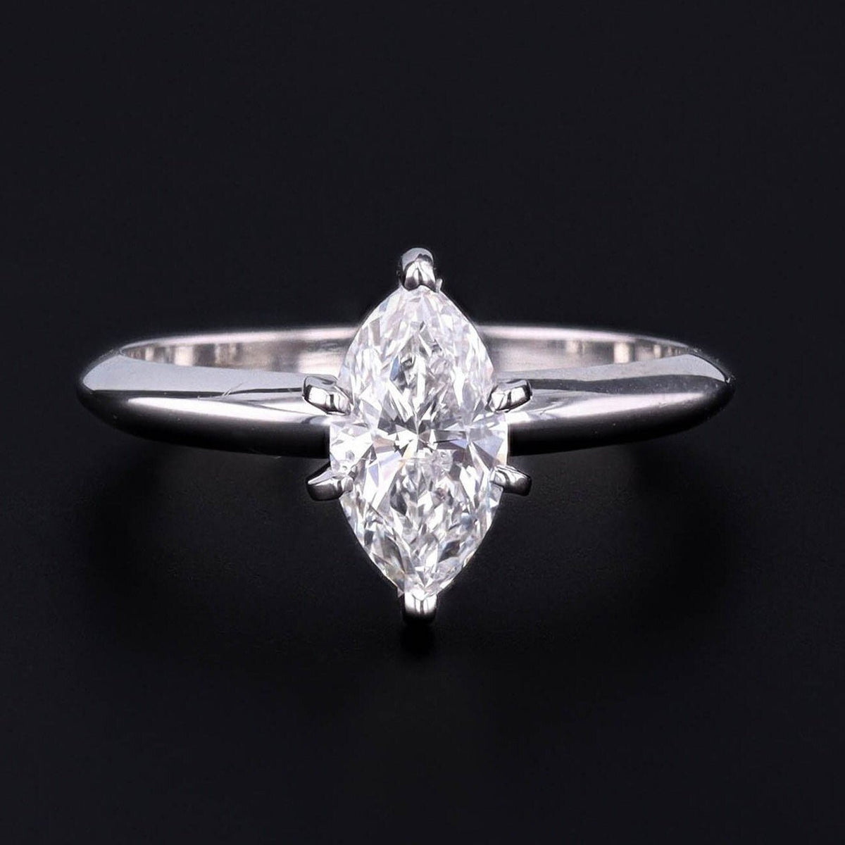 Vintage Marquise Cut Certified Diamond Engagement Ring - Trademark Antiques