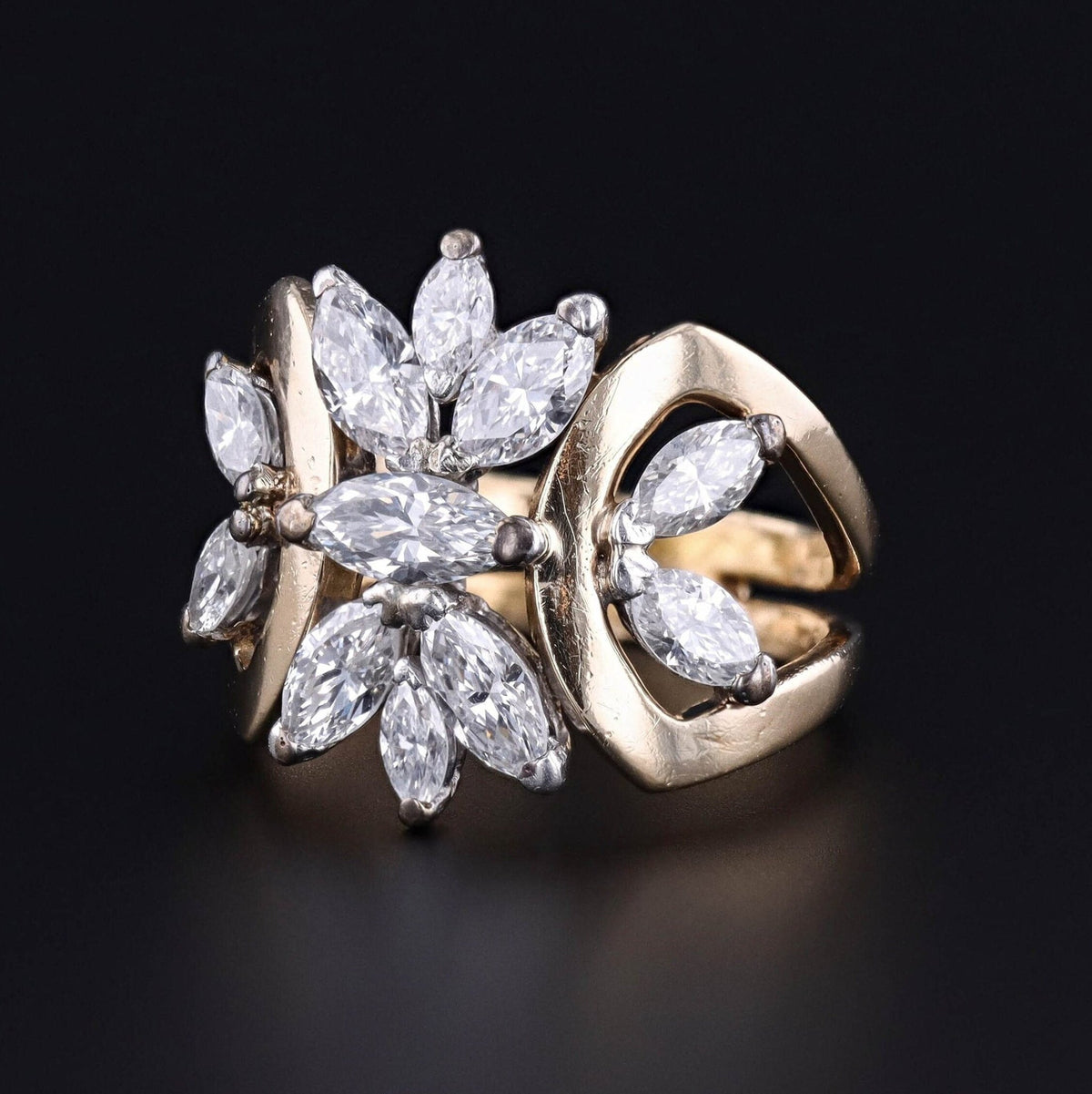 Vintage Marquise Cut Diamond Ring of 14k Gold - Trademark Antiques