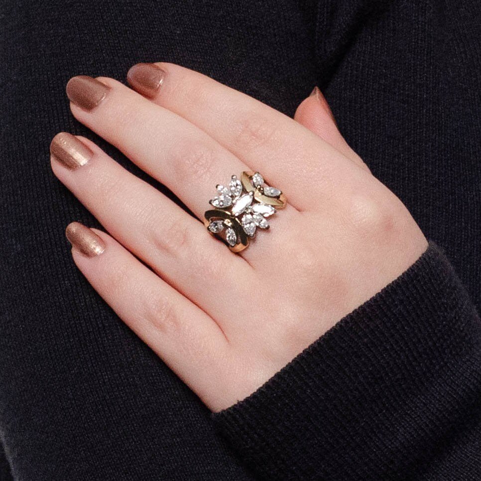 Vintage Marquise Cut Diamond Ring of 14k Gold - Trademark Antiques