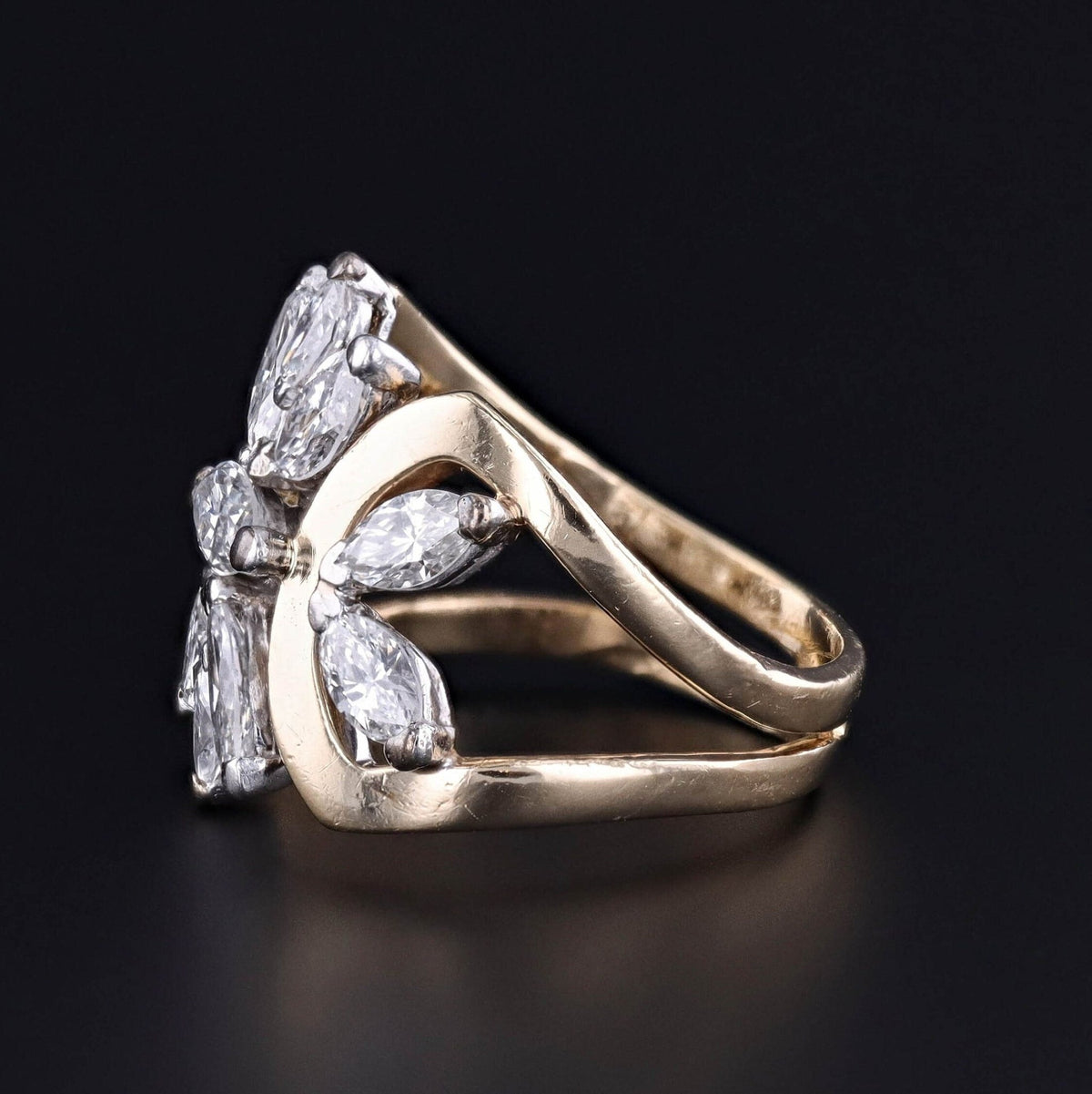 Vintage Marquise Cut Diamond Ring of 14k Gold - Trademark Antiques