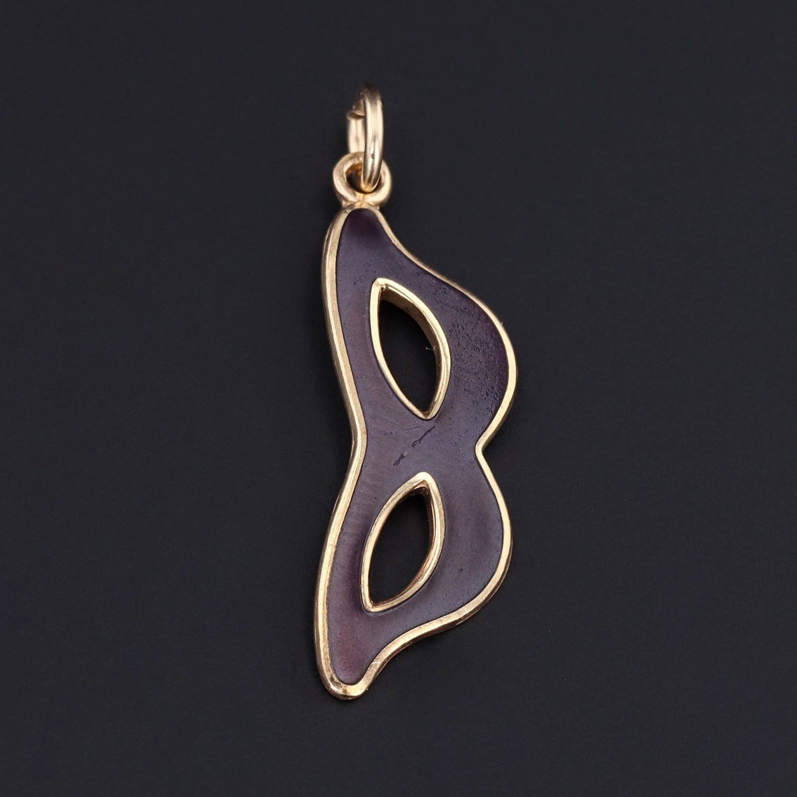 Vintage Mask Charm | 14k Gold & Enamel Mask Charm - Trademark Antiques