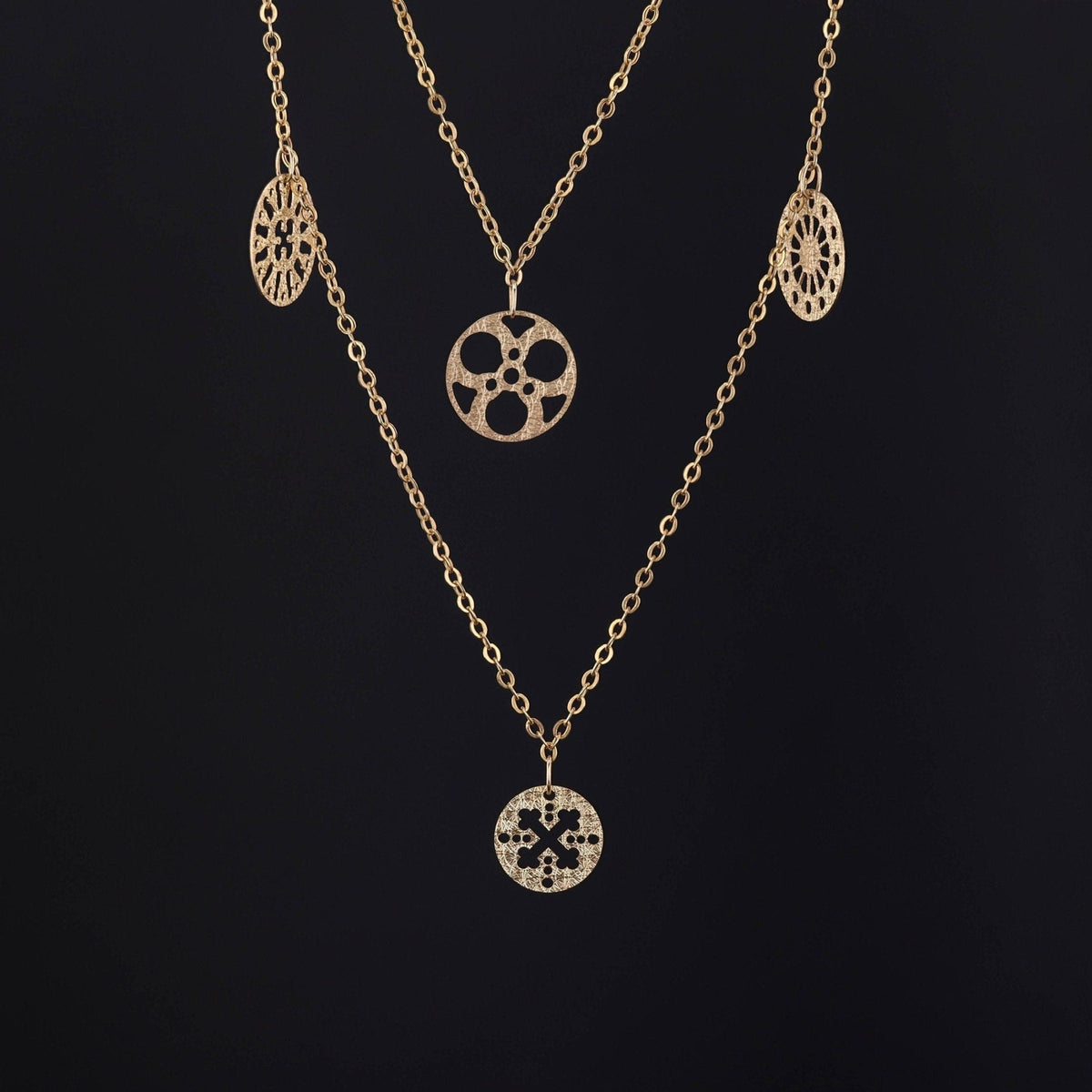 Vintage Medallion Necklace of 14k Gold - Trademark Antiques
