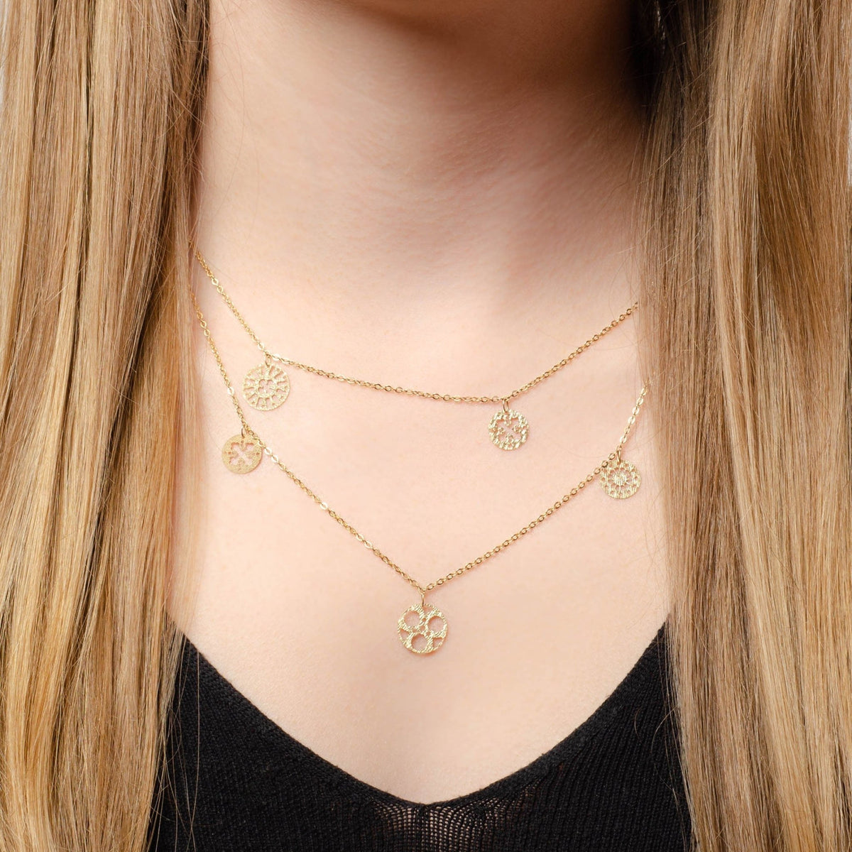 Vintage Medallion Necklace of 14k Gold - Trademark Antiques