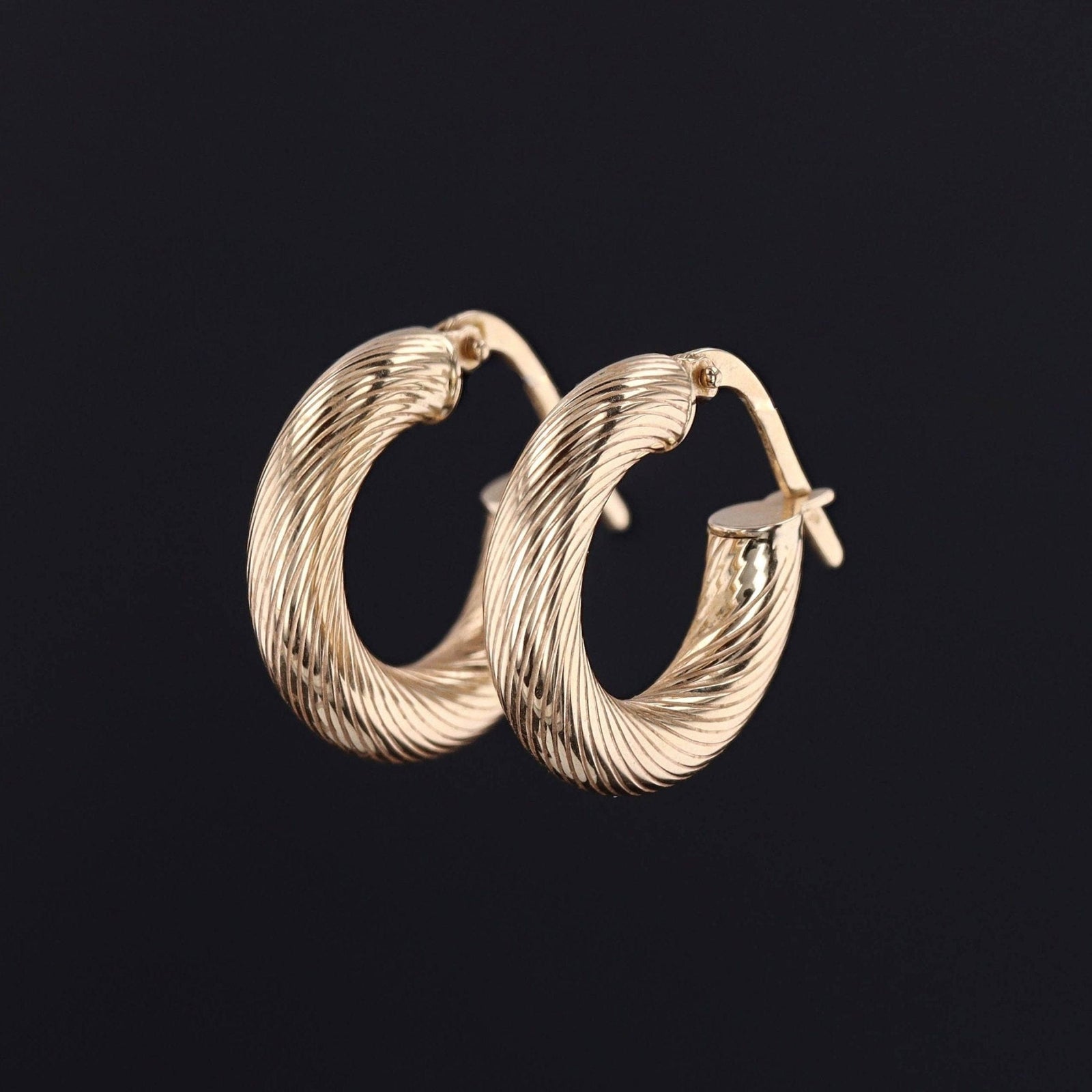 Vintage Medium Size Hoop Earrings of 14k Gold - Trademark Antiques