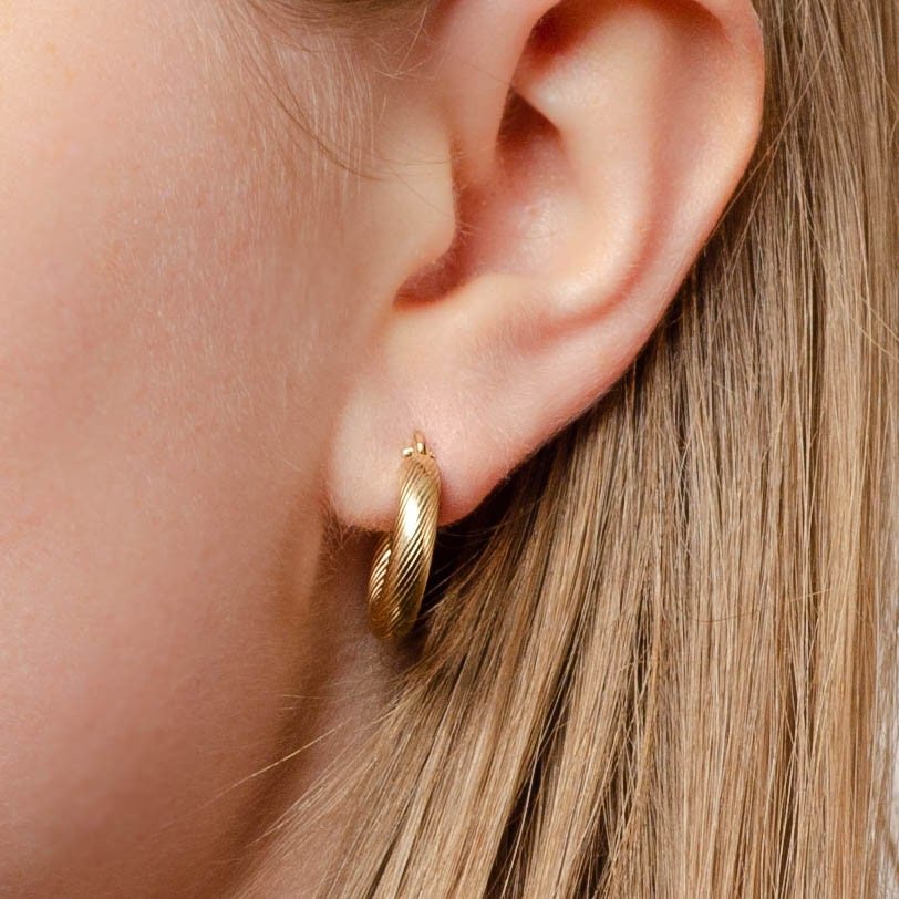 Vintage Medium Size Hoop Earrings of 14k Gold - Trademark Antiques