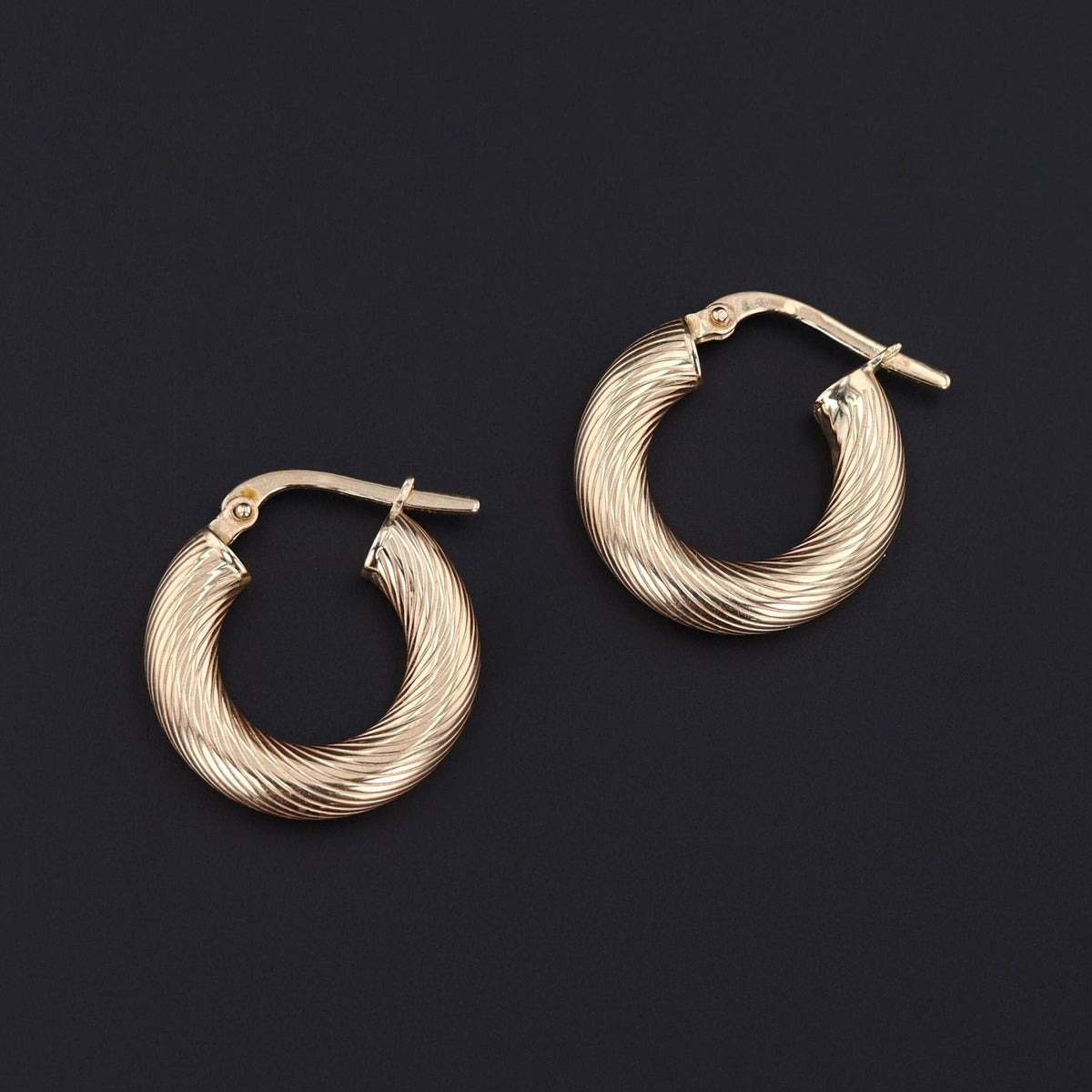 Vintage Medium Size Hoop Earrings of 14k Gold - Trademark Antiques