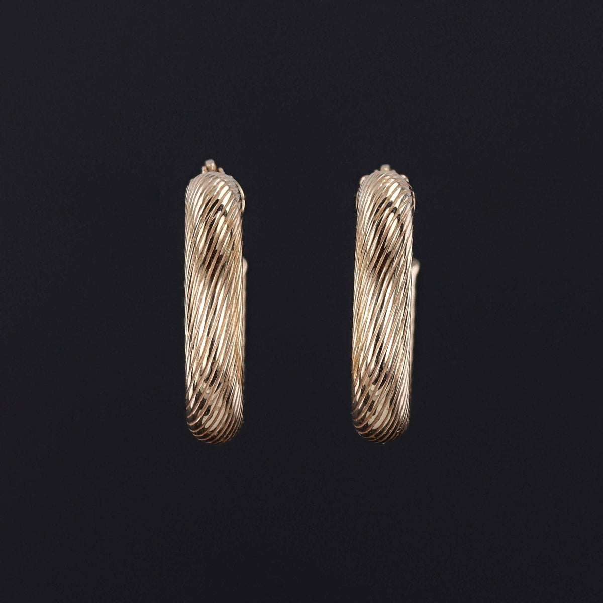 Vintage Medium Size Hoop Earrings of 14k Gold - Trademark Antiques