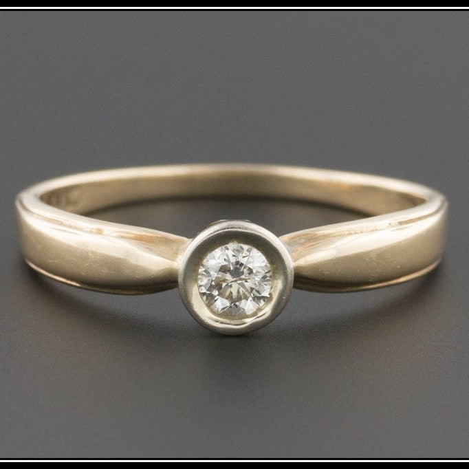 Vintage Minimalist Diamond Engagement Ring of 10K Gold - Trademark Antiques