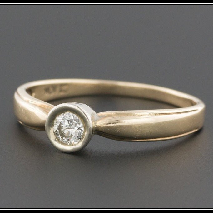 Vintage Minimalist Diamond Engagement Ring of 10K Gold - Trademark Antiques