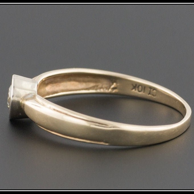Vintage Minimalist Diamond Engagement Ring of 10K Gold - Trademark Antiques