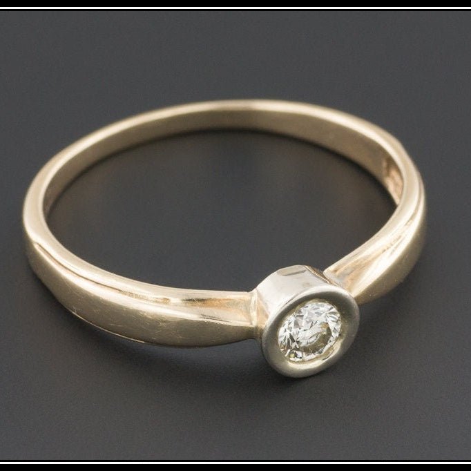Vintage Minimalist Diamond Engagement Ring of 10K Gold - Trademark Antiques