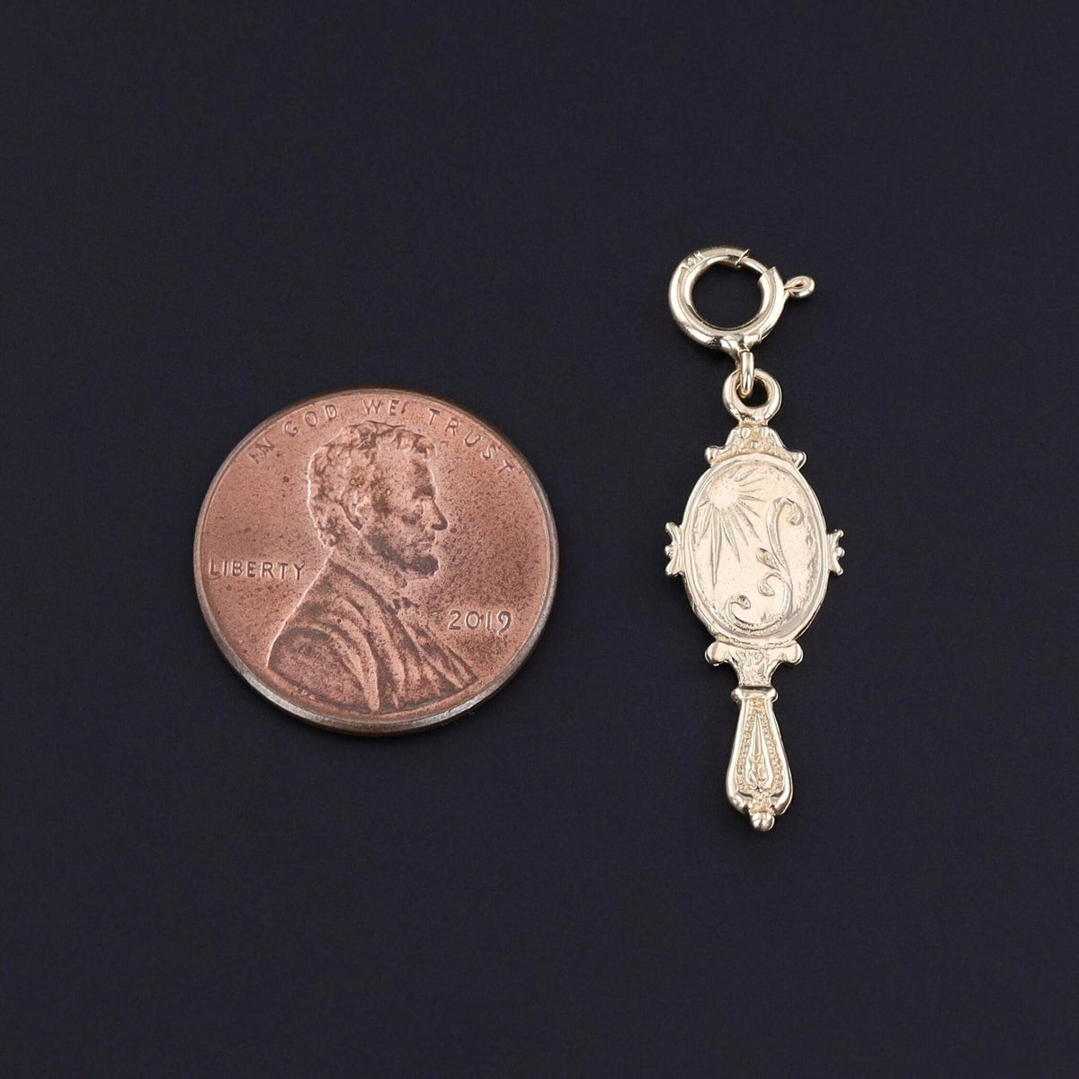 Vintage Mirror Charm of 14k Gold - Trademark Antiques