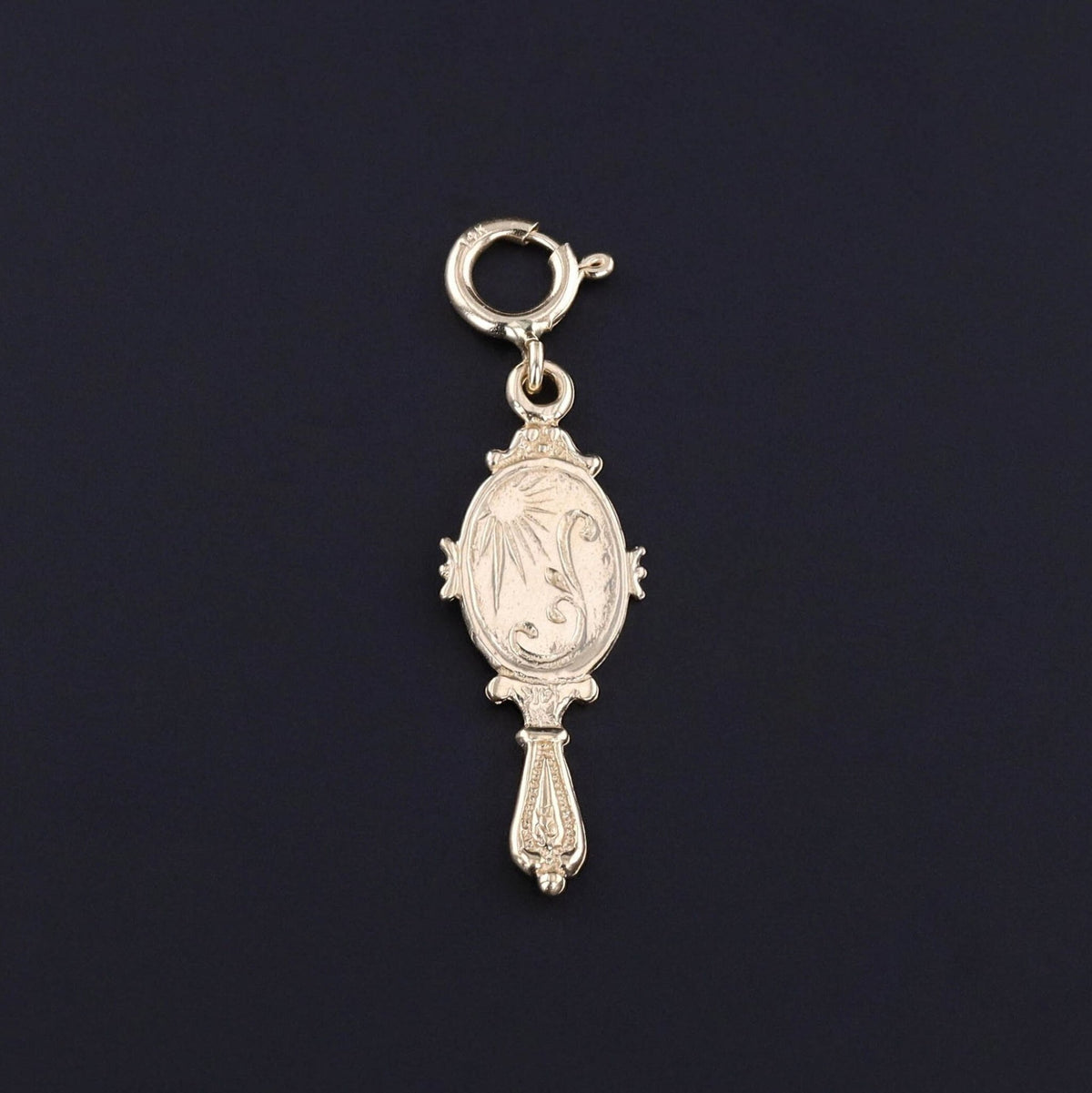 Vintage Mirror Charm of 14k Gold - Trademark Antiques