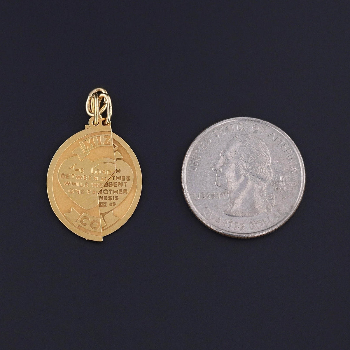 Vintage Mizpah Pendant of 14k Gold - Trademark Antiques