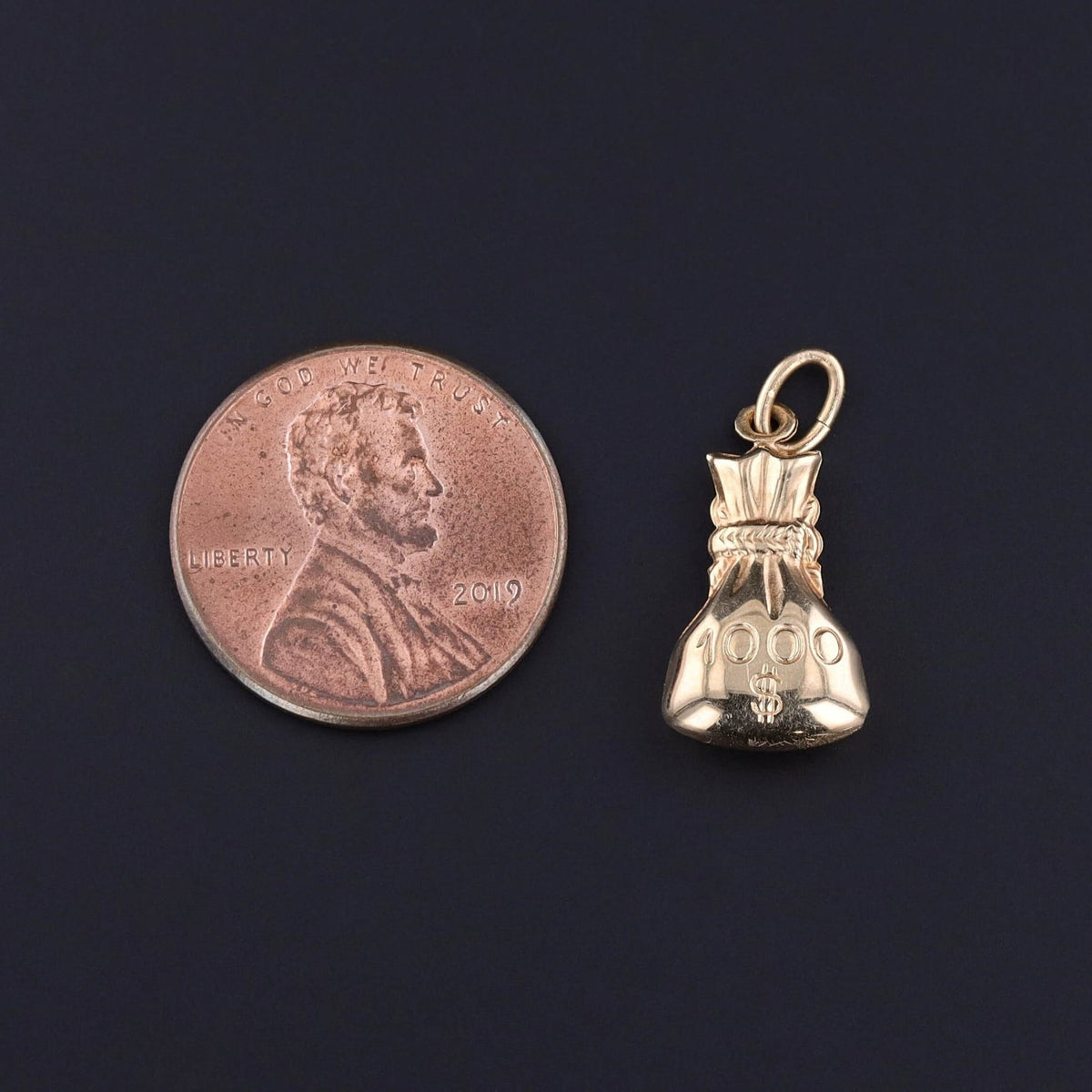 Vintage Money Bag Charm of 14k Gold - Trademark Antiques