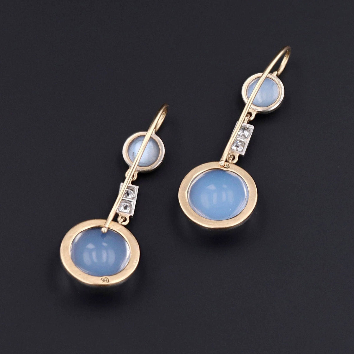 Vintage Moonstone and Diamond Conversion Earrings - Trademark Antiques