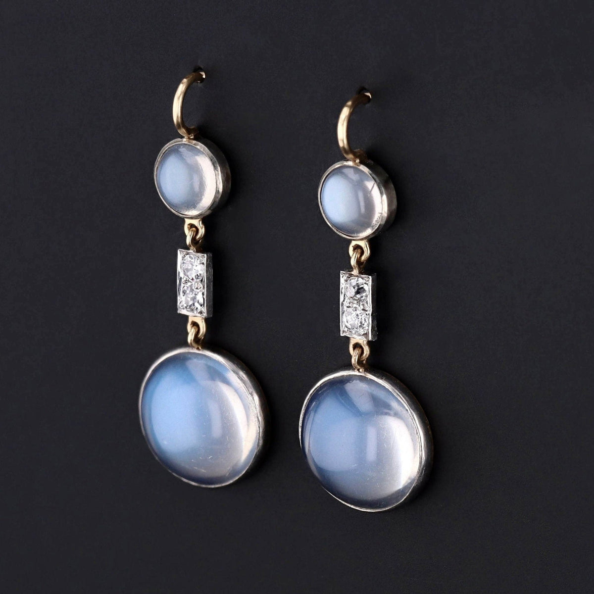 Vintage Moonstone and Diamond Conversion Earrings - Trademark Antiques